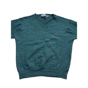 Vtg Polo Ralph Lauren Long Sleave Sweater 100% Lambs wool Green Sz M